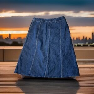 Vtg Blue Denim A-line Maxi Skirt Norton Studio Western Cowgirl Sz 14